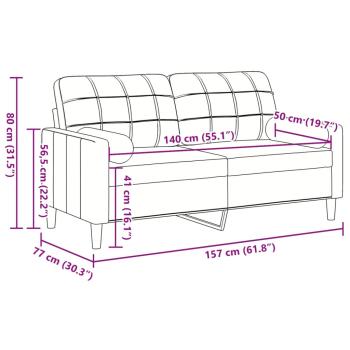 2-Sitzer-Sofa mit Zierkissen Weinrot 140 cm Samt