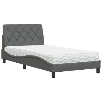 Bett mit Matratze Dunkelgrau 100x200 cm Stoff