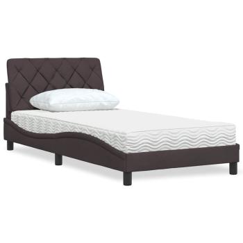 ARDEBO.de - Bett mit Matratze Dunkelbraun 100x200 cm Stoff
