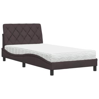 Bett mit Matratze Dunkelbraun 100x200 cm Stoff