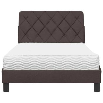 Bett mit Matratze Dunkelbraun 100x200 cm Stoff