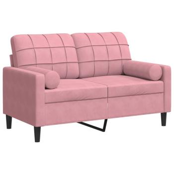 2-Sitzer-Sofa mit Zierkissen Rosa 120 cm Samt