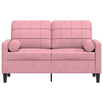 2-Sitzer-Sofa mit Zierkissen Rosa 120 cm Samt