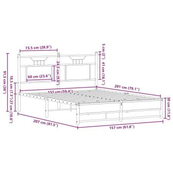Bettgestell ohne Matratze Sonoma-Eiche 150x200 cm Holzwerkstoff