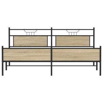Metallbett ohne Matratze Sonoma-Eiche 200x200 cm