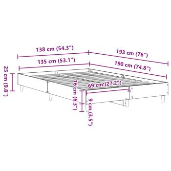 Bettgestell ohne Matratze Schwarz 135x190 cm Holzwerkstoff