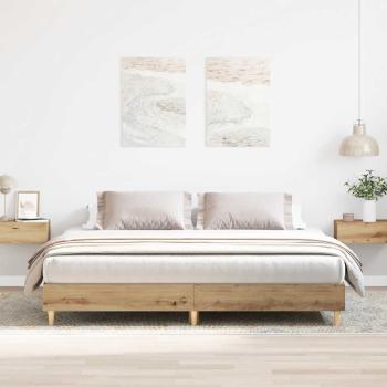 ARDEBO.de - Bettgestell ohne Matratze Artisan-Eiche 200x200cm Holzwerkstoff