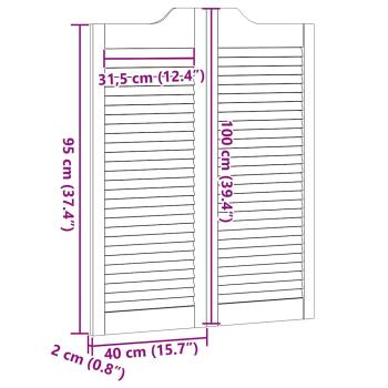 Schwingtüren Lamellen-Design 2-Paar 100x80 cm Massivholz Kiefer