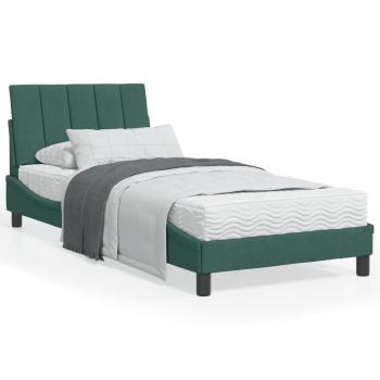 ARDEBO.de - Bettgestell ohne Matratze Dunkelgrün 90x200 cm Samt