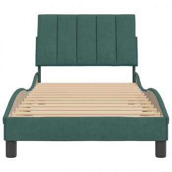 Bettgestell ohne Matratze Dunkelgrün 90x200 cm Samt