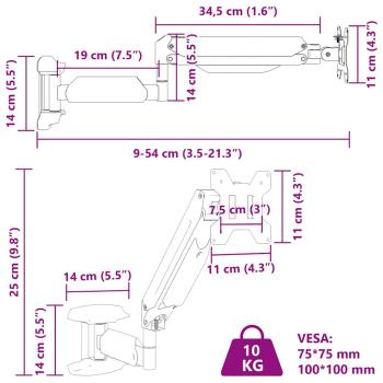 Monitor-Wandhalterung für Max 27 Zoll Gasfeder 10 kg