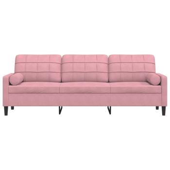 Sofa 3-Sitzer mit Zierkissen Rosa 210 cm Samt