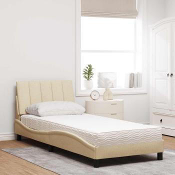 Bett mit Matratze Creme 80x200 cm Stoff