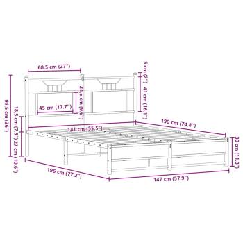 Bettgestell ohne Matratze Sonoma-Eiche 140x190 cm Holzwerkstoff