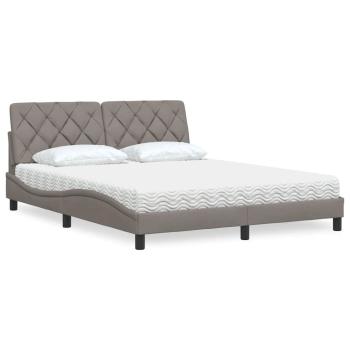 ARDEBO.de - Bett mit Matratze Taupe 160x200 cm Stoff