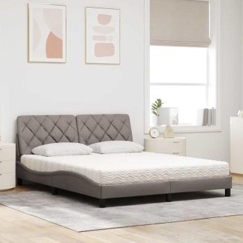 Bett mit Matratze Taupe 160x200 cm Stoff