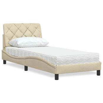 ARDEBO.de - Bett mit Matratze Creme 80x200 cm Stoff