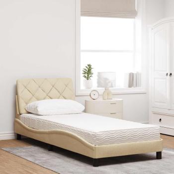 Bett mit Matratze Creme 80x200 cm Stoff