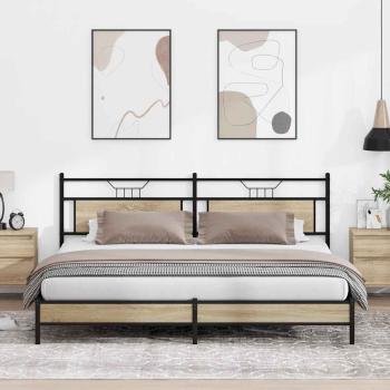ARDEBO.de - Metallbett ohne Matratze Sonoma-Eiche 200x200 cm
