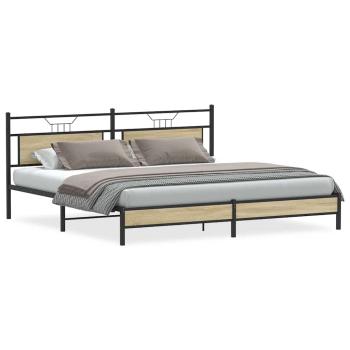 Metallbett ohne Matratze Sonoma-Eiche 200x200 cm