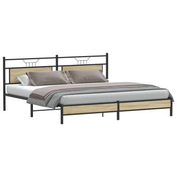 Metallbett ohne Matratze Sonoma-Eiche 200x200 cm