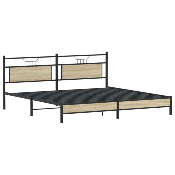 Metallbett ohne Matratze Sonoma-Eiche 200x200 cm