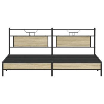 Metallbett ohne Matratze Sonoma-Eiche 200x200 cm