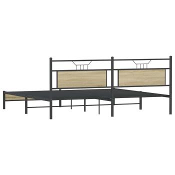 Metallbett ohne Matratze Sonoma-Eiche 200x200 cm