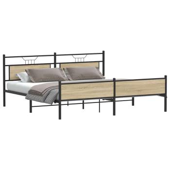 Metallbett ohne Matratze Sonoma-Eiche 193x203 cm