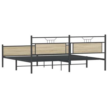 Metallbett ohne Matratze Sonoma-Eiche 193x203 cm