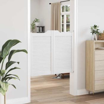 Schwingtüren Lamellen-Design 2-Paar Weiß 90x100 cm