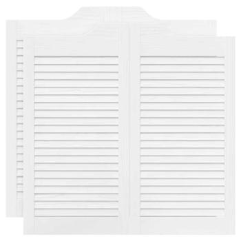 Schwingtüren Lamellen-Design 2-Paar Weiß 90x80 cm