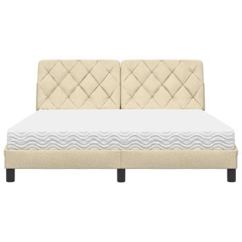 Bett mit Matratze Creme 160x200 cm Stoff