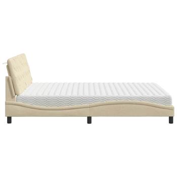 Bett mit Matratze Creme 160x200 cm Stoff