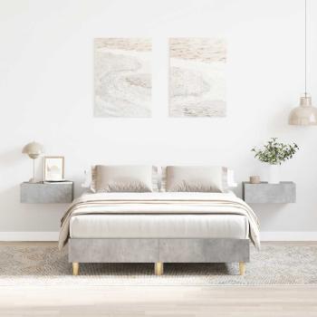 ARDEBO.de - Bettgestell ohne Matratze Betongrau 140x190 cm Holzwerkstoff