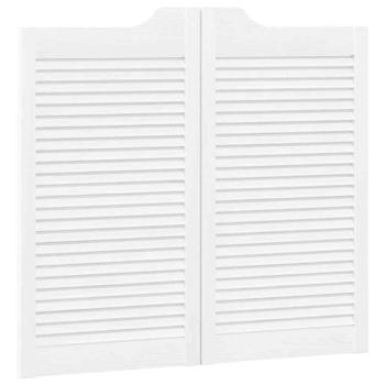 Schwingtüren Lamellen-Design 1-Paar Weiß 90x80 cm