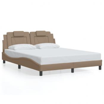 ARDEBO.de - Bettgestell mit LED Cappuccino-Braun 160x200 cm Kunstleder