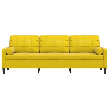 Sofa 3-Sitzer mit Zierkissen Gelb 210 cm Samt
