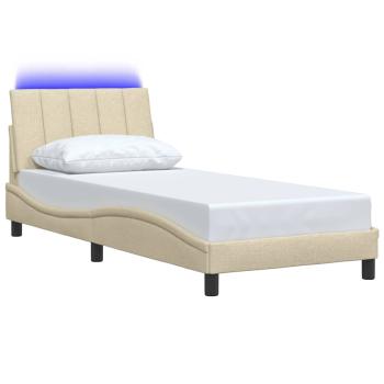 Bettgestell ohne Matratze Creme 80x200 cm Stoff