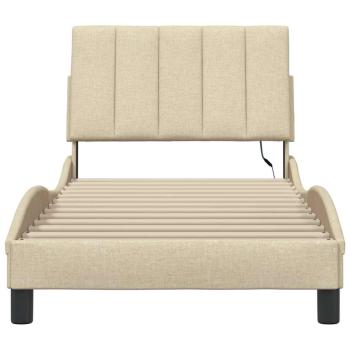 Bettgestell ohne Matratze Creme 80x200 cm Stoff
