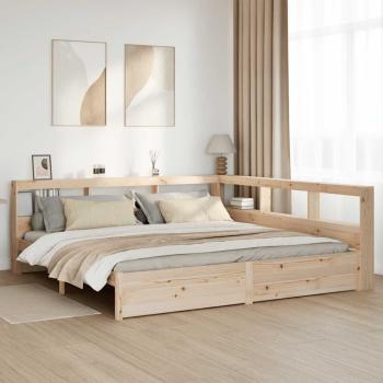 ARDEBO.de - Massivholzbett mit Regal ohne Matratze 180x200 cm Kiefernholz