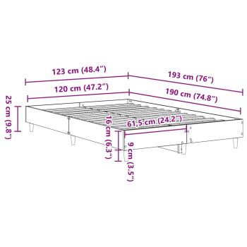 Bettgestell ohne Matratze Räuchereiche 120x190 cm Holzwerkstoff