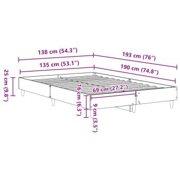 Bettgestell ohne Matratze Braun Eichen-Optik 135x190 cm