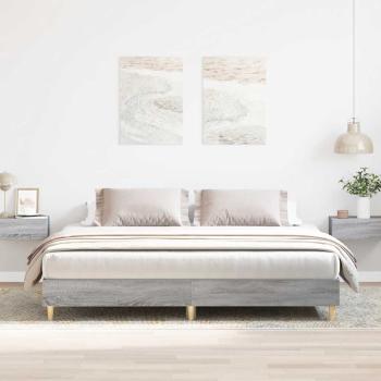 ARDEBO.de - Bettgestell ohne Matratze Grau Sonoma 200x200 cm Holzwerkstoff