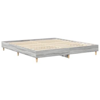 Bettgestell ohne Matratze Grau Sonoma 200x200 cm Holzwerkstoff