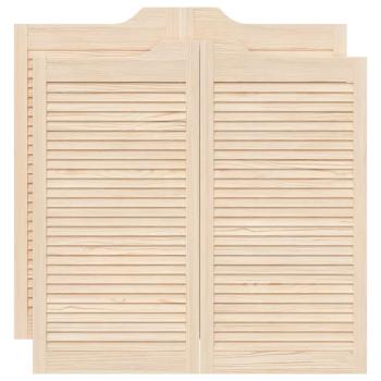 Schwingtüren Lamellen-Design 2-Paar 100x100cm Massivholz Kiefer