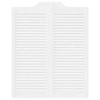 Schwingtüren Lamellen-Design 1-Paar Weiß 100x80 cm