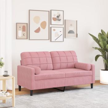 ARDEBO.de - 2-Sitzer-Sofa mit Zierkissen Rosa 140 cm Samt