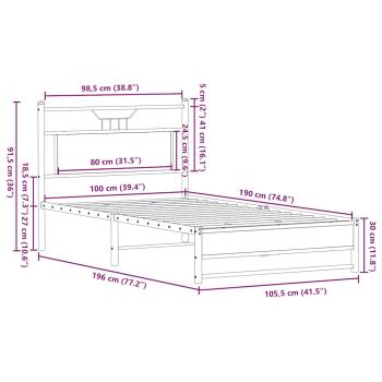 Bettgestell ohne Matratze Sonoma-Eiche 100x190 cm Holzwerkstoff