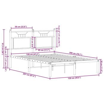 Bettgestell ohne Matratze Räuchereiche 120x200 cm Holzwerkstoff